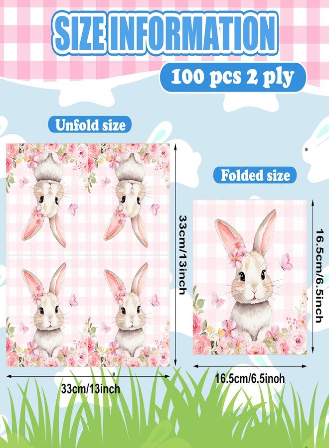 Chivertion 100pcs Bunny Paper Napkins Easter Disposable Napkins Spring Rabbit Luncheon Napkin for Decoupage Easter Birthday Party Tableware Supplies Decor, 6.5 x 6.5 Inch - Image 3
